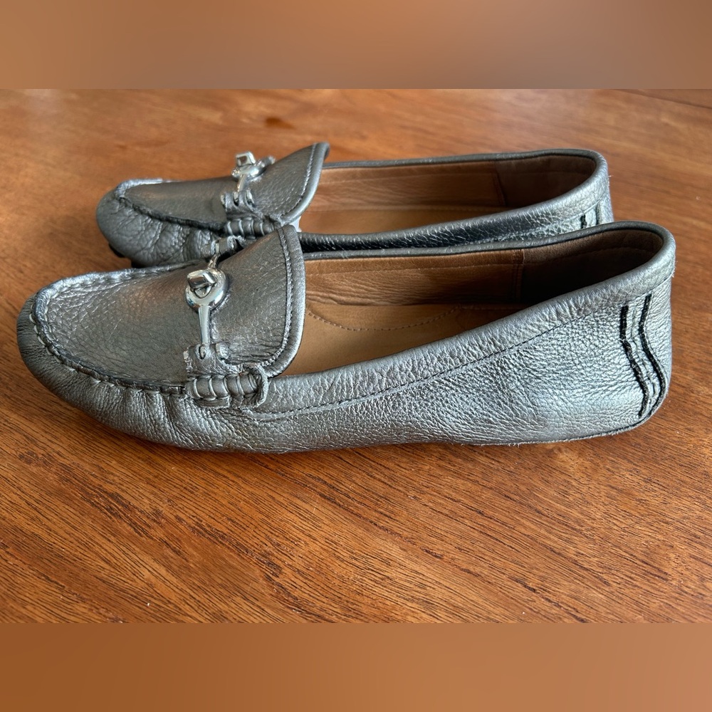 Coach Metallic Silver Women's Loafers - Picture 2 of 5